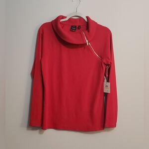 Rafaella NWT Long Sleeve Asymmetrical Zipper Cowl Neck Sweater Size M